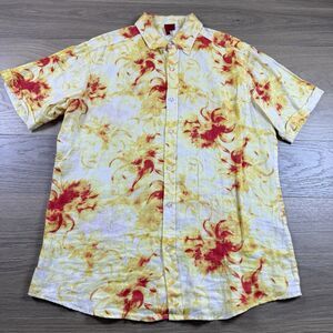 5|48 Shirt Men Large Linen Tie Dye Abstract Wearable Art Summer Travel Resort